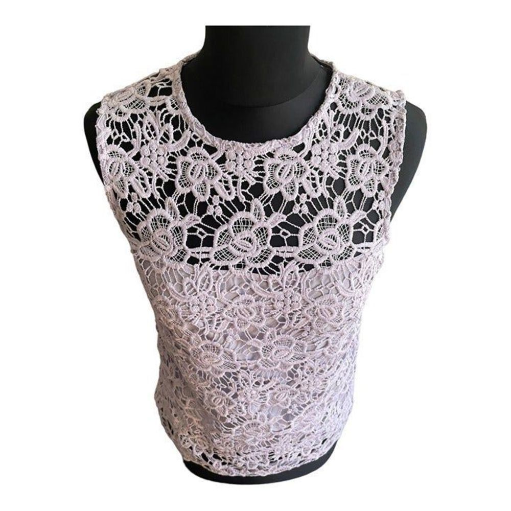 nanette lepore xs lace lavender sleeveless top zipper - Picture 1 of 4